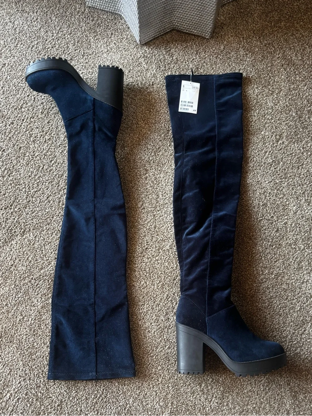H&M Faux Suede Over-The-Knee Platform Boots